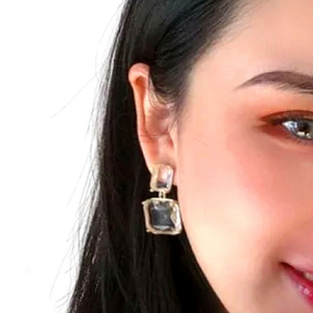 Anthropologie transparent glass dangle earrings; nwot - Picture 5 of 12